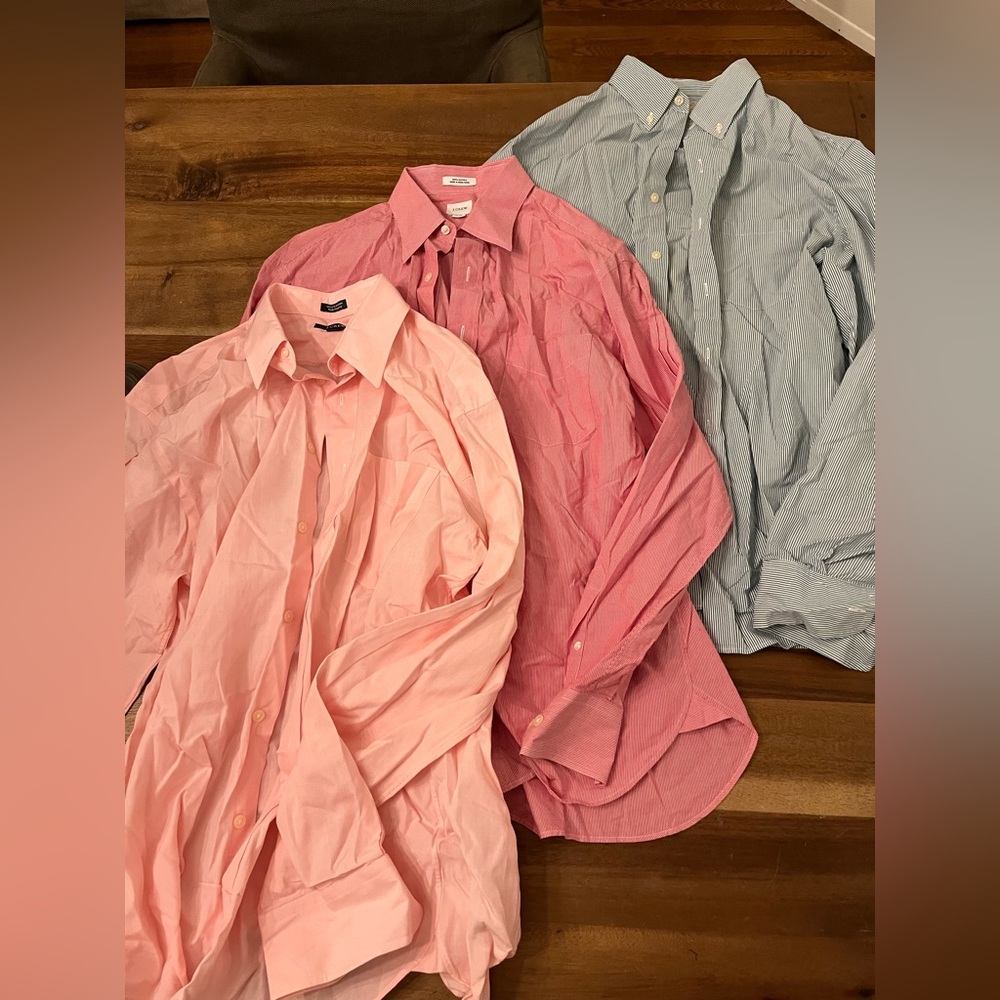 Men’s J. Crew Button Down Dress Shirts, size L, Lot of 7